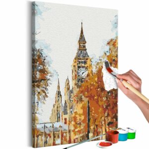 obraz malovanie podla cisiel jesen v londyne autumn in london