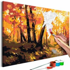 obraz malovanie podla cisiel jesenny les forest track