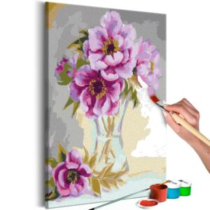 obraz malovanie podla cisiel kvety vo vaze flowers in a vase