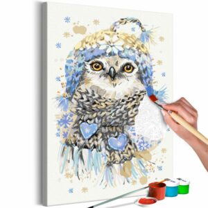 obraz malovanie podla cisiel naobliekana sova cold owl
