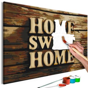 obraz malovanie podla cisiel napis home wooden home