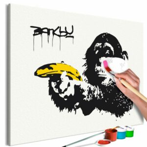 obraz malovanie podla cisiel opica s bananom banksy fruit weapon