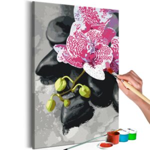 obraz malovanie podla cisiel orchidea v ruzovom pink orchid