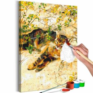 obraz malovanie podla cisiel ospala macka sleeping jeppe