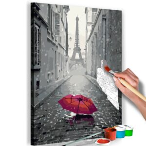 obraz malovanie podla cisiel pariz paris red umbrella