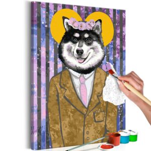 obraz malovanie podla cisiel pes v obleku dog in suit