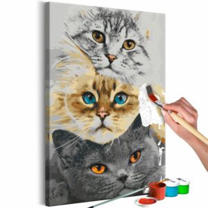 obraz malovanie podla cisiel roztomile macky cats trio