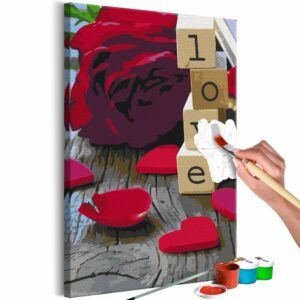 obraz malovanie podla cisiel ruza s kockami love blocks
