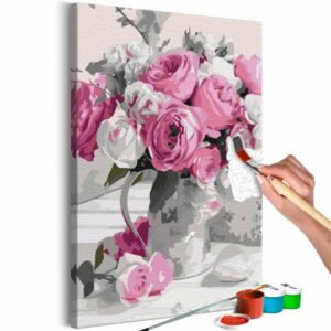 obraz malovanie podla cisiel ruzova kytica pink bouquet