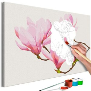 obraz malovanie podla cisiel ruzovy kvet floral twig