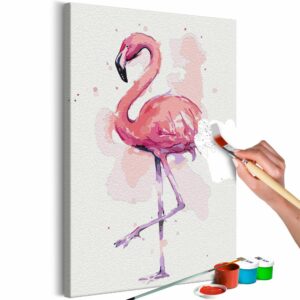 obraz malovanie podla cisiel ruzovy plameniak friendly flamingo