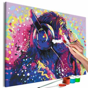 obraz malovanie podla cisiel simpanz so sluchadlami magic chimpanzee