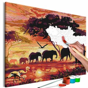 obraz malovanie podla cisiel slony v afrike family walk