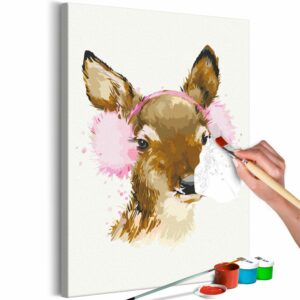 obraz malovanie podla cisiel srnka pripravena na zimu winter fashion