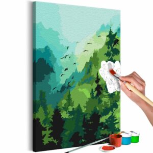obraz malovanie podla cisiel sviezi les forest and birds