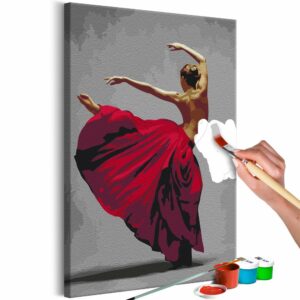 obraz malovanie podla cisiel tanecnica s cervenou suknou red skirt