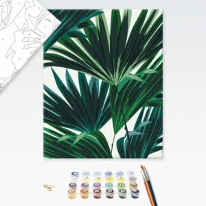 obraz malovanie podla cisiel tropicke listy