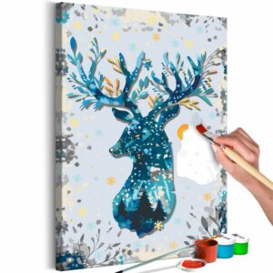 obraz malovanie podla cisiel vianocny jelen nightly deer