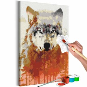 obraz malovanie podla cisiel vlci les wolf and forest
