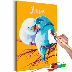 obraz malovanie podla cisiel zamilovane papagaje parrots in love