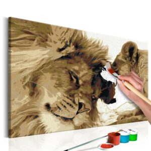 obraz malovanie podla cisiel zamilovany par levov lions in love