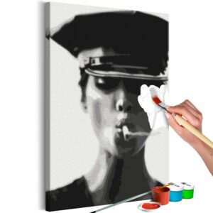obraz malovanie podla cisiel zena s cigaretou woman with cigarette