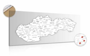 obraz na korku ciernobiela mapa slovenska