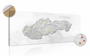 obraz na korku decentna sedo zlta mapa slovenska