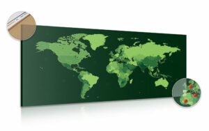 obraz na korku detailna mapa sveta v zelenej farbe
