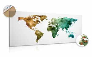 obraz na korku farebna polygonalna mapa sveta