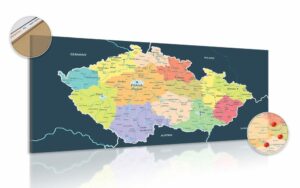 obraz na korku mapa ceska s tmavym pozadim