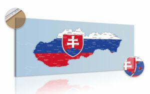 obraz na korku mapa slovenska so statnym znakom