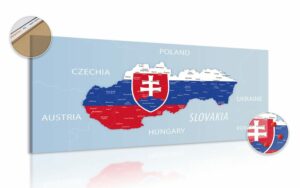obraz na korku mapa slovenska so statnym znakom a okolitymi statmi
