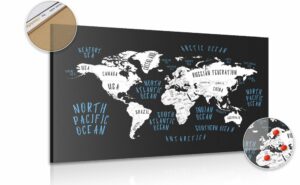 obraz na korku mapa sveta v modernom prevedeni