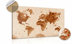 obraz na korku mapa sveta v retro prevedeni