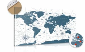 obraz na korku mapa v modrom prevedeni