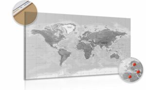 obraz na korku nadherna ciernobiela mapa sveta