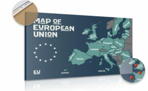 obraz na korku naucna mapa s nazvami krajin europskej unie