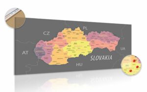 obraz na korku pastelova mapa slovenska