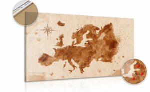 obraz na korku retro mapa europy