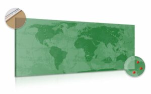 obraz na korku rustikalna mapa sveta v zelenej farbe