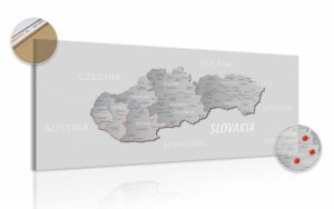 obraz na korku seda mapa slovenska s decentnym kontrastom