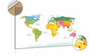 obraz na korku vynimocna mapa sveta s bielym pozadim