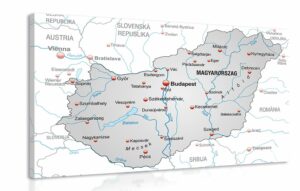 obraz seda mapa madarska s kontrastom