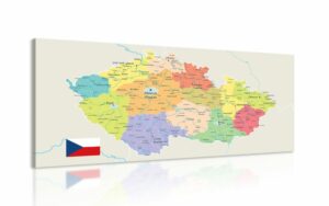 obraz stylova mapa ceska s vlajkou