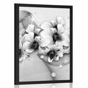 plagat ciernobiele kvety na abstraktnom pozadi