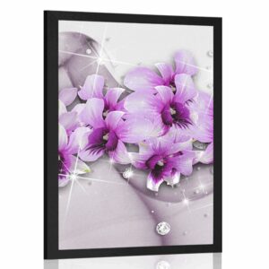 plagat fialove kvety na abstraktnom pozadi