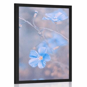 plagat modre kvety na vintage pozadi
