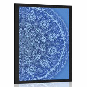 plagat okrasna mandala s krajkou v modrej farbe