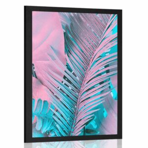 plagat palmove listy v neobycajnych neonovych farbach